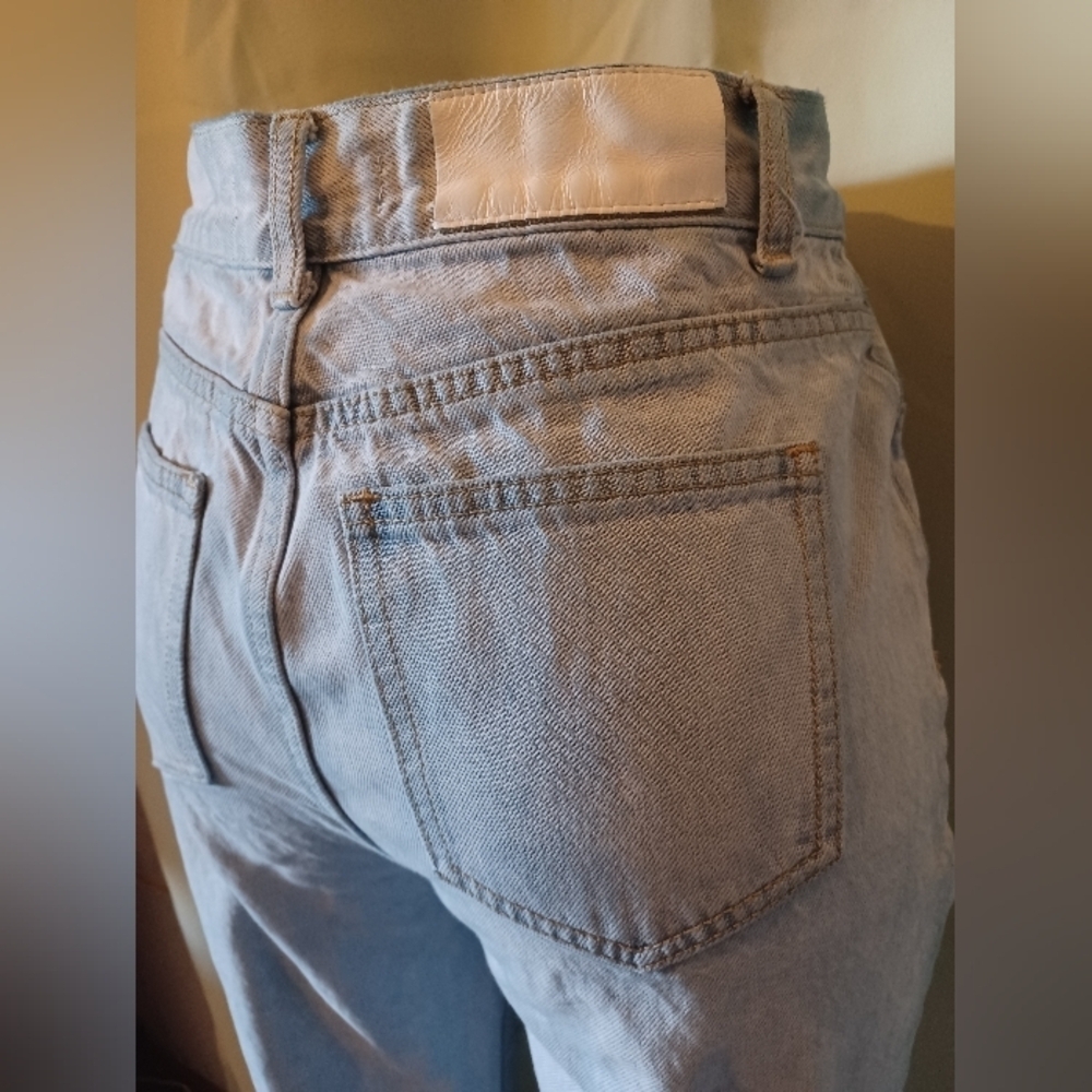 Aoioi Straight High Waist Light Blue Jeans - Picture 2 of 8